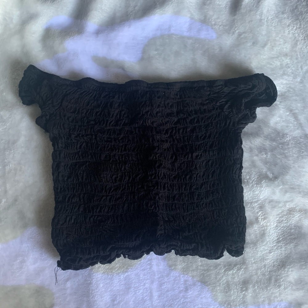 Super ribbed black off the shoulder top